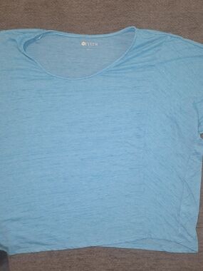 Stylus Women's Light Bluish Green Striped Casual Shirt Large